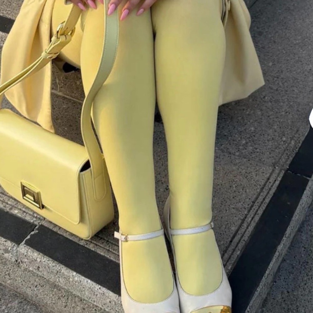 NWT Snag Tights - Super Opaque 120 Den Tights - Butter (yellow)